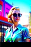 Placeholder: supper star, detailed face. Beautiful woman. big retro sunglasses, Full body ,standing pose,highly detailed, hyperdetailed standing on street, complex, 8K, HD