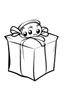 Placeholder: A black and white cute drawing of a Christmas present. Only outline, white background,for kids. The illustration should be in [SUPER SIMPLE], black and white, bold line art with a clear, mostly empty background. [INCLUDES ONLY OUTLINES WITH NO FILLED IN BLACK AREAS], ensuring no shading, no complex images, and making it very easy to color in between the lines". The illustration is for a coloring book for toddlers, aged 2-4, with simple images!