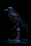 Placeholder: on an old black lamppost, a blue crow is sitting,a golden greenish suspension,diamond dust, on a black background, macrodetalization, carved,filigree drawing of a drawing,fiction,surrealism, hyperdetalization, aesthetically pleasing, beautiful,ink and colored marker drawing, sharpness,1024 k, octane, depth of field