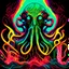 Placeholder: Exponential Cthulhu paradigm shift, surreal, by Butcher Billy and Jim Dine, acid wash mind-bending illustration; asymmetric, warm neon colors, shine burn, atmosphere guided by N(t)=N0​⋅e−kt