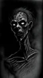 Placeholder: pencil drawing of zombie, Spooky, scary, halloween, black paper