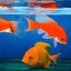 Placeholder:  2 Orange fish and White cat friendly Celebrating christmas under the water