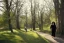 Placeholder: woman, black hair, Caucasian, heavily pregnant walking in the country, sunny day, trees