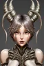 Placeholder: bronze skin, silver hair, short hair, horns, six arms, human