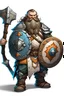 Placeholder: Mountain dwarf tempest cleric holding a shield