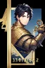 Placeholder: A handsome 30 year old knight, black hair, dark blue eyes, shaggy haircut, in black-and-gold plate armor, no beard, european, portrait