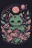 Placeholder: dark pastel image for a t shirt design with cute messege