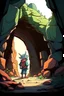 Placeholder: Adventure Time Style Art, Kobold standing outside a cave entrance