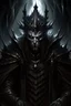 Placeholder: A malevolent king draped in flowing black attire that seems to absorb the surrounding light. His sinister crown, adorned with ominous spikes, rests upon a head crowned with jet-gray hair. Obsidian eyes reflecting cruelty and malice. A deadly grin curves across his face, betraying the depths of his malevolence. In the shadow of his presence, an aura of darkness.