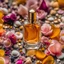 Placeholder: generate me an aesthetic complete image of Perfume Bottle Amidst Flower Petals