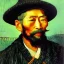 Placeholder: Portrait of OLd Chinese Fishermen, wearing bucket hat, long beard, by Van Gogh 8k