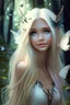 Placeholder: blonde fairy with dark hair in a forest. девушка фея,очень красивая,светлая,красивая, блестки, лилии,крылышки, стройная,сексуальная, улыбка милая,макияж,длинные белые волосы, украшения