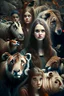 Placeholder: Barve girl with many people and animals