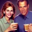 Placeholder: Me having coffee with a happy Julia Roberts