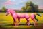 Placeholder: Big pink plastic toy horse.19th painting