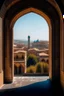 Placeholder: Fenster Ausblick auf persische Stadt gerade Perspektive