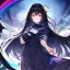 Placeholder: Clear focus, High resolution, Black long fluffy hair, purple eyes, wearing a sailor uniform, shattered rainbow in triagle formation