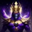 Placeholder: A creature with a combination of eagle and human head God-like man with infinite power who owns the galaxies and wears a beautiful crown with thanos Infinity Gauntlet