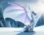 Placeholder: mdjrny-v4 style, a white dragon with fairy-like transparent glowing and sparkly wings standing in snow, full body, silver and teal lightning, glowing soft and smooth wings, realistic, highly detailed intricately detailed, shiny snowy background, soft studio lighting, trending on artstation, by artist "Julie Bell", by artist "Greg Rutkowski"