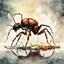 Placeholder: Impressionistic watercolor of an ant carrying food, in a road, double exposure splash art, watercolour and pen, Layered Inside, merged Painterly styles by Photoshop, transparency layers bleeding through, Style Andreas Lie and adrien ghenie and Norman Lewis and Jim Dine, moody, nostalgic, memento mori, negative space, ink leak