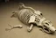 Placeholder: The petrified and crumbling skeleton of a colossal creature lying upside down on the ground