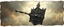 Placeholder: ornate war hammer and shield, pinhole cam, airbrush 3d rendering, in the style of John Atkinson Grimshaw , torn edges on border