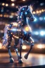 Placeholder: ultimate happy space horse with spotlights, in advanced hi tech dock, bokeh like f/0.8, tilt-shift lens 8k, high detail, smooth render, down-light, unreal engine, prize winning