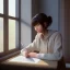 Placeholder: female student studying by the window, anime style, unreal engine 5, sun light, studio lighting --ar 1:1 --v 4