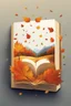 Placeholder: square logo , landscape with leaf fall, flying leaves in the book