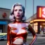 Placeholder: Ultra Realistic retro sci-fi movie explosion Supermarket parking people scene, 1960 year, waist up view portrait, 1 blonde women, sweet scarlet Johansson face, perfect iris, glow eyes, face makeup, tight latex coat. many people looking, Retro sci-fi style, soft color, highly detailed, unreal engine 5, ray tracing, RTX, lumen lighting, ultra detail, volumetric lighting, 3d, finely drawn, high definition, high resolution.