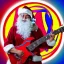 Placeholder: hippie Santa playing electric guitar psychedelic peace sign