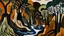 Placeholder: A brownish bronze canyon with tar pits painted by Henri Matisse