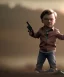 Placeholder: Leonardo di caprio toddler, full body, gun, car, dramatic lighting, hyper realistic