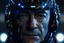 Placeholder: close-up portrait of a middle-aged man with cybernetic enhancements, wearing a futuristic neural interface helmet, glowing LED implants on face, cyberpunk aesthetics, highly detailed, cinematic lighting, soft shadows, emotional expression, realistic textures, 8k, HDR