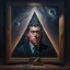 Placeholder: An oil painting of a dark universe masonic boring person