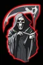 Placeholder: Grim-Reaper vignette, black and white vector with a red outline, and black backdground