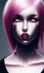 Placeholder: girl angry, beautiful, cute, bloody, pink hair, black sweater