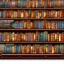 Placeholder: tileable game texture beautiful wooden colorful bookshelves block