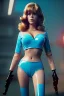 Placeholder: retro sci-fi press image, explosions supermarket from 1960, sweet young Jane Fonda, tight latex suit, weapon, fighting stance, soft color, highly detailed, unreal engine 5, ray tracing, RTX, lumen lighting, ultra detail, volumetric lighting, 3d, finely drawn, high definition, high resolution.