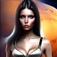 Placeholder: black long hair lady astronaut bra on Mars