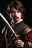 Placeholder: young european brown hair adult royal guard swordsman with rapier