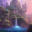 Placeholder: New Land by super mario with waterfalls, 3d, high detail, symbols, 4k, ray traing, render, future punk, steam punk, magic in blue colors, no other place