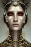 Placeholder: a beautiful ultradetailed fine art photo of a cybernetic futuristic cyborg bride wearing a boho headpiece, by tom bagshaw and simon stalenhag, embroidered lace chapel veil, portrait, cybernetic implants, 5 0 mm lens, golden ratio composition, detailed face, studio photography, very detailed, humanoids, industrial robotic alloy armor, masterpiece, artstation, 8 k, highly coherent