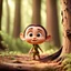 Placeholder: a little Cute Figure lives in the Wood, with cute face, pixar, disney style