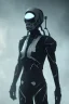 Placeholder: All Black suit Ana de Armas soldier, ghost, wearing high tech mask, white smoke, dark, rage, sorrow, high definition, ultra 8 k, volumetric lighting, blue fire, fog