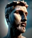 Placeholder: Ultra Realistic image, roman sculpture, marble deluxe material, Lionel Messi, Laurel leaves crown model, miguel angel style, chisel style, emperador, waist up portrait, cinematic lighting, God light, god rays, 4k resolution, smooth details, ornate details, soft lighting, unreal engine 5, sky background.