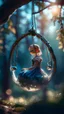 Placeholder: close up portrait of princess on a swing inside a crystal ball hanging from a tree in the mountain , shot on Hasselblad h6d-400c, zeiss prime lens, bokeh like f/0.8, tilt-shift lens 8k, high detail, smooth render, down-light, unreal engine, prize winning