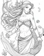 Placeholder: A real simple l mermaid, coloring image,