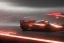 Placeholder: Futuristic formula spacecraft, racing fast on track circuit, cyberpunk style, fog