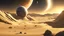 Placeholder: 4k, hyper-realistic, Ultra-HD, Ray-tracing, Alien planet, mountainous, Has asteroid belt, milky way, stars, dark, black hole, Sand Worm rising from dunes, creatures, based on Dune movie (2021), no people